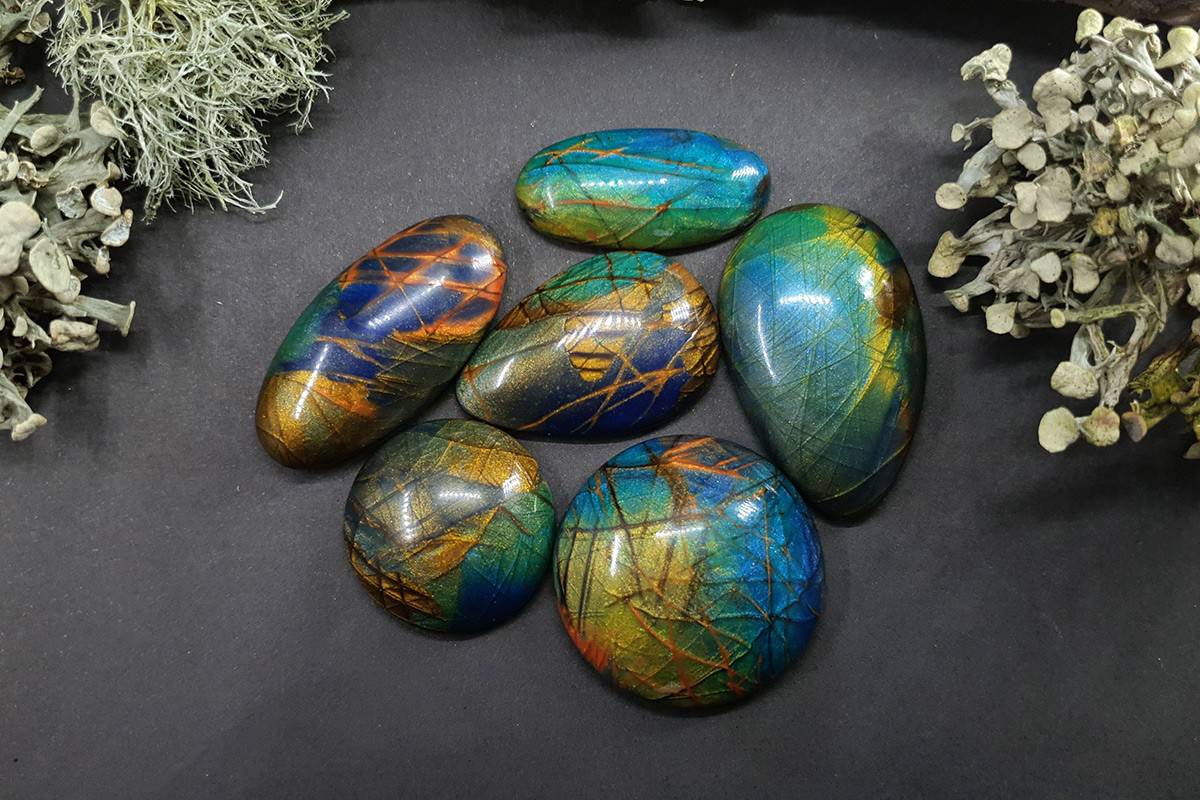 6 cabochons Faux Labradorite Stone #5 Cabochons SweetyBijou Cabochons   