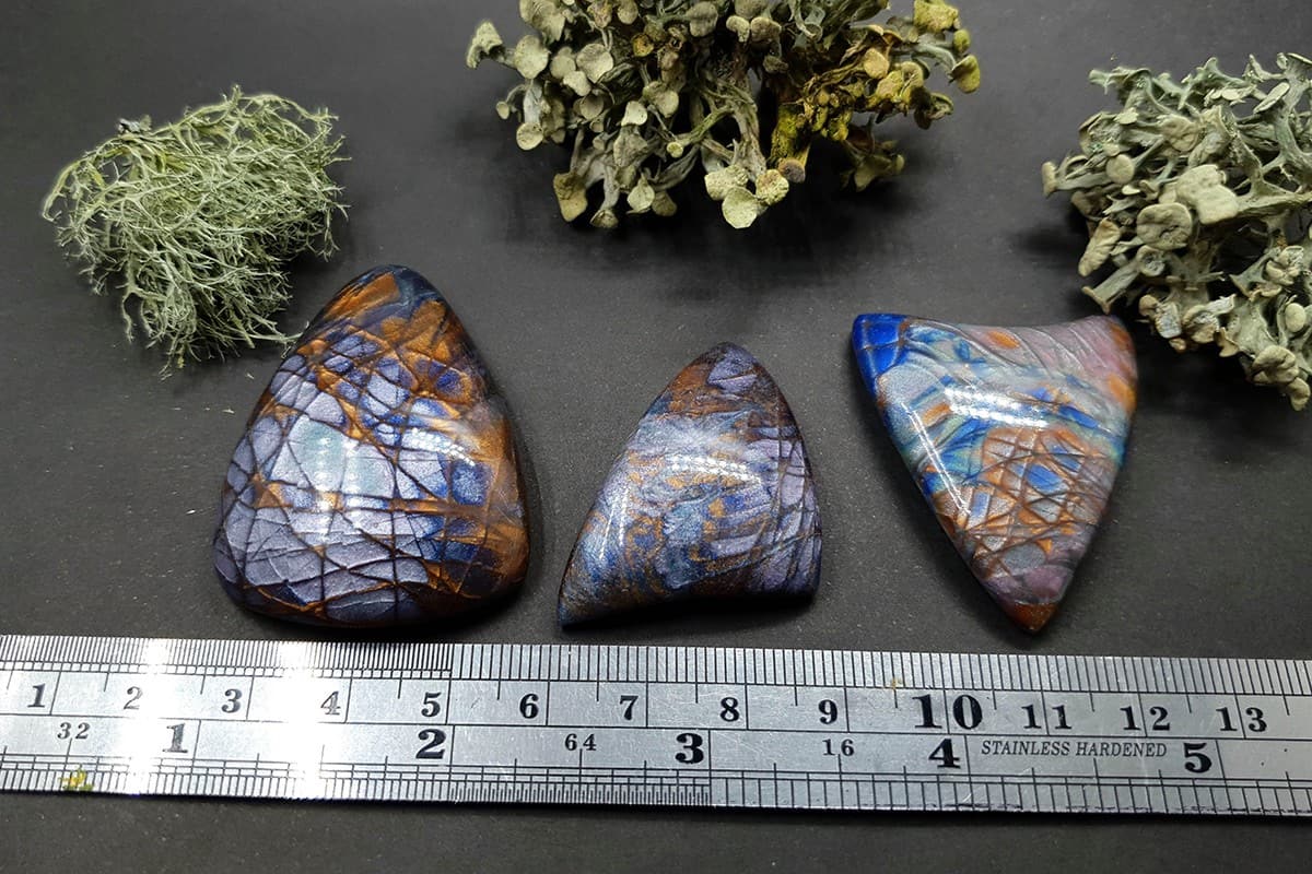 3 cabochons of Faux Labradorite Stone (#2) Cabochons SweetyBijou Cabochons   