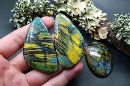 3 cabochons of Faux Labradorite Stone (#4) Cabochons SweetyBijou Cabochons   