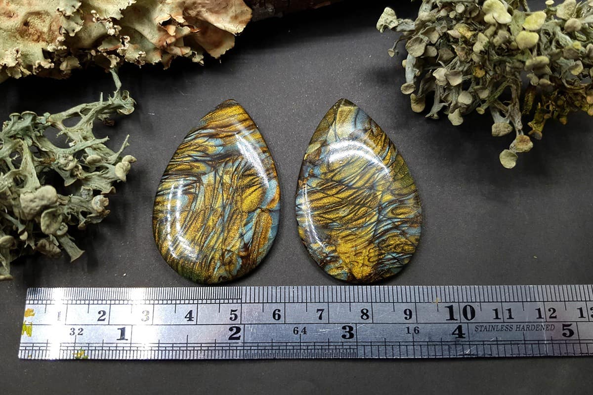 2 cabochons faux labradorite stone #1 Cabochons SweetyBijou Cabochons   