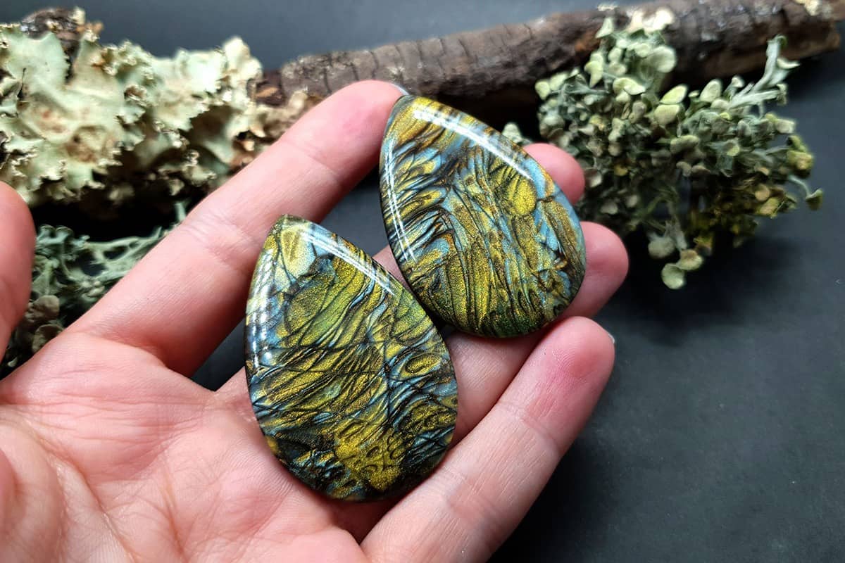 2 cabochons faux labradorite stone #1 Cabochons SweetyBijou Cabochons   