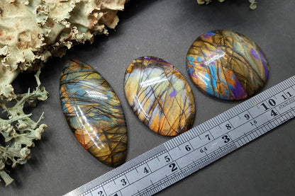 3 cabochons of Faux Labradorite Stone (#3) Cabochons SweetyBijou Cabochons   