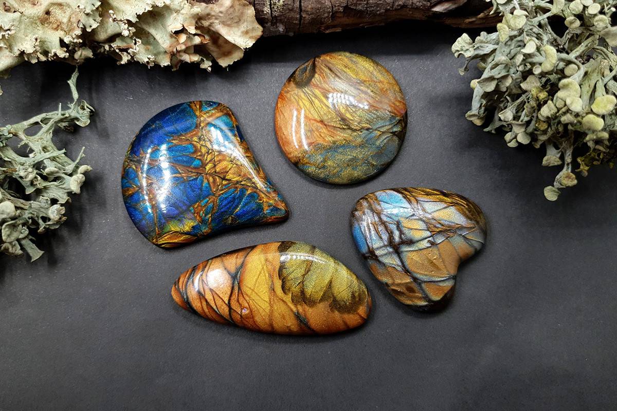 4 cabochons Faux Labradorite Stone #22 Cabochons SweetyBijou Cabochons   