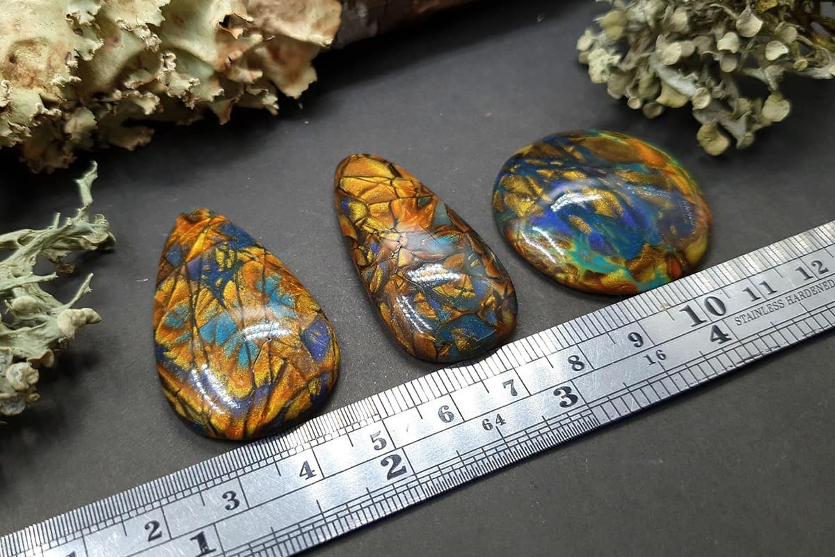 3 cabochons set Faux Labradorite Stone Cabochons SweetyBijou Cabochons   