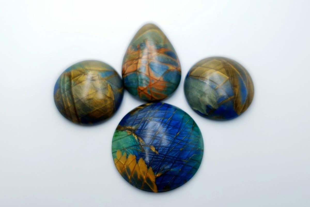 4 cabochons faux labradorite stone #1 Cabochons SweetyBijou Cabochons   