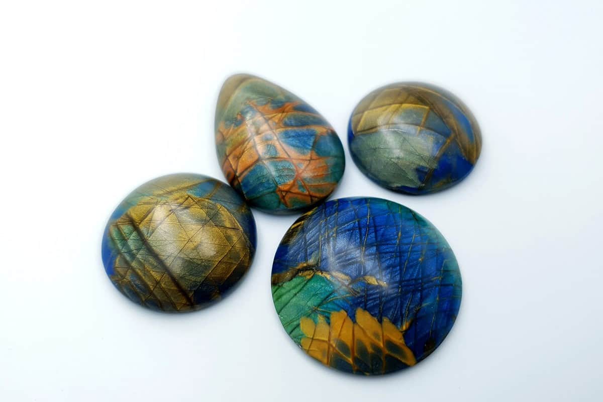 4 cabochons faux labradorite stone #1 Cabochons SweetyBijou Cabochons   