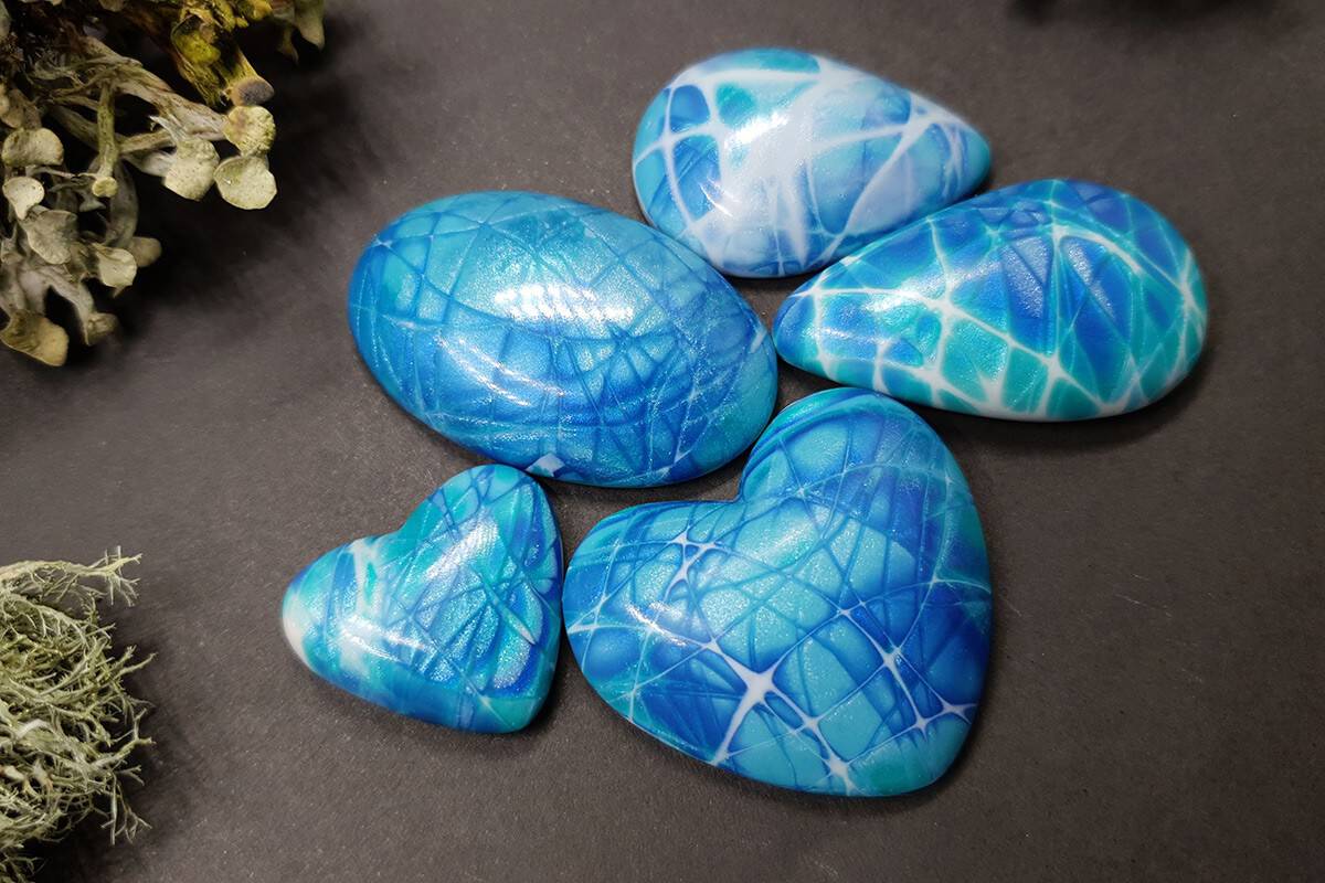 5 cabochons Faux Larimar Stone from Polymer Clay #3 Cabochons SweetyBijou Cabochons Default Title  