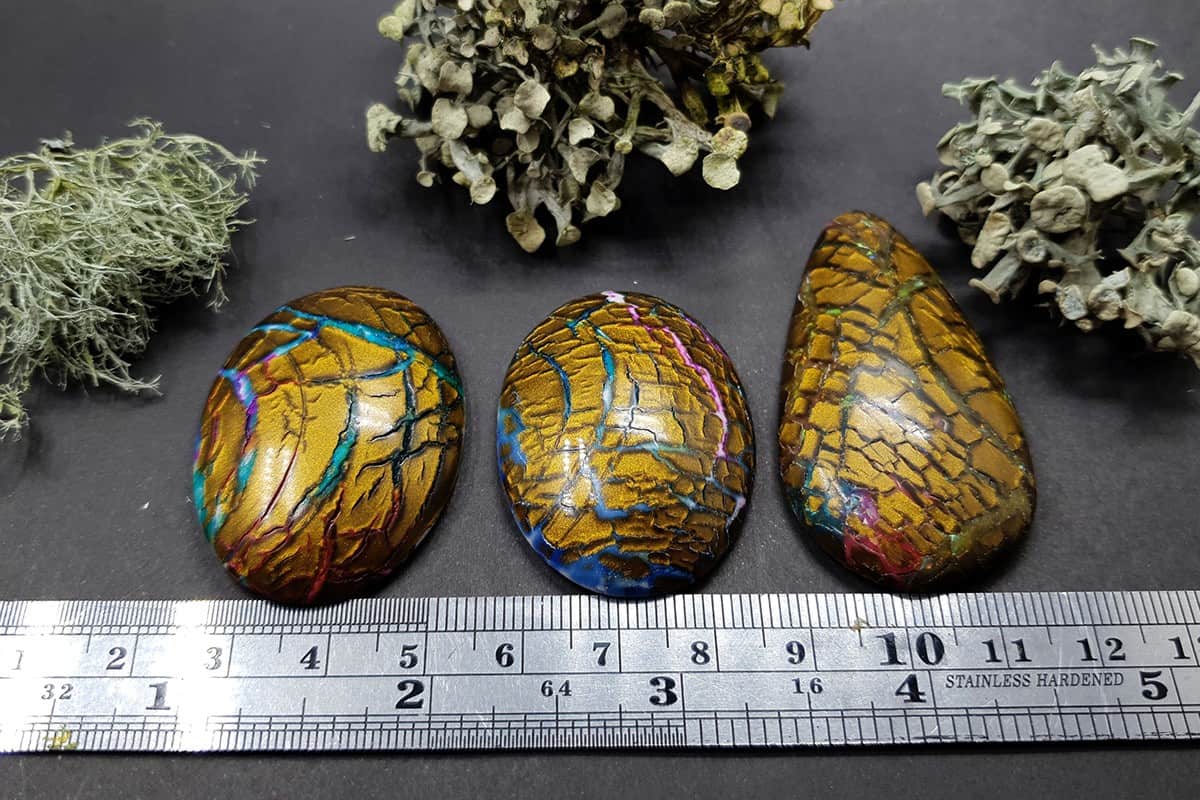 3 cabochons Faux Opalized Wood Stone Cabochons SweetyBijou Cabochons   