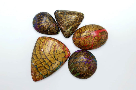 Faux Opalized Wood Stone 5 cabochons Cabochons SweetyBijou Cabochons Default Title  