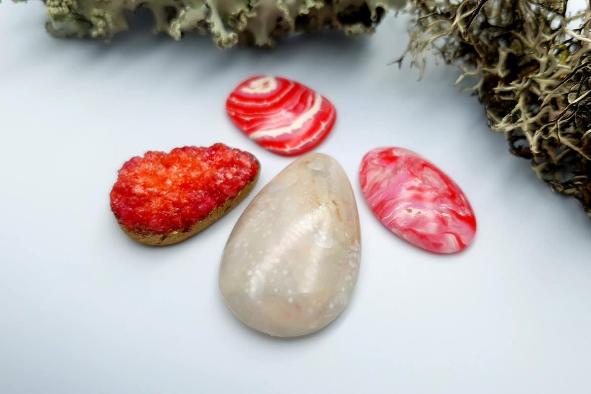 4 pcs Faux Pink Stones from Polymer Clay (Set #1) Cabochons SweetyBijou Cabochons   