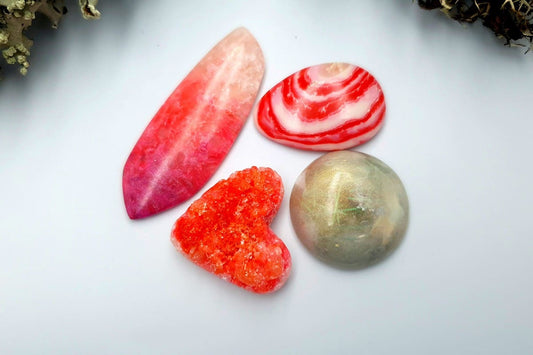 4 pcs Faux Pink Stones from Polymer Clay (Set #3) Cabochons SweetyBijou Cabochons Default Title  