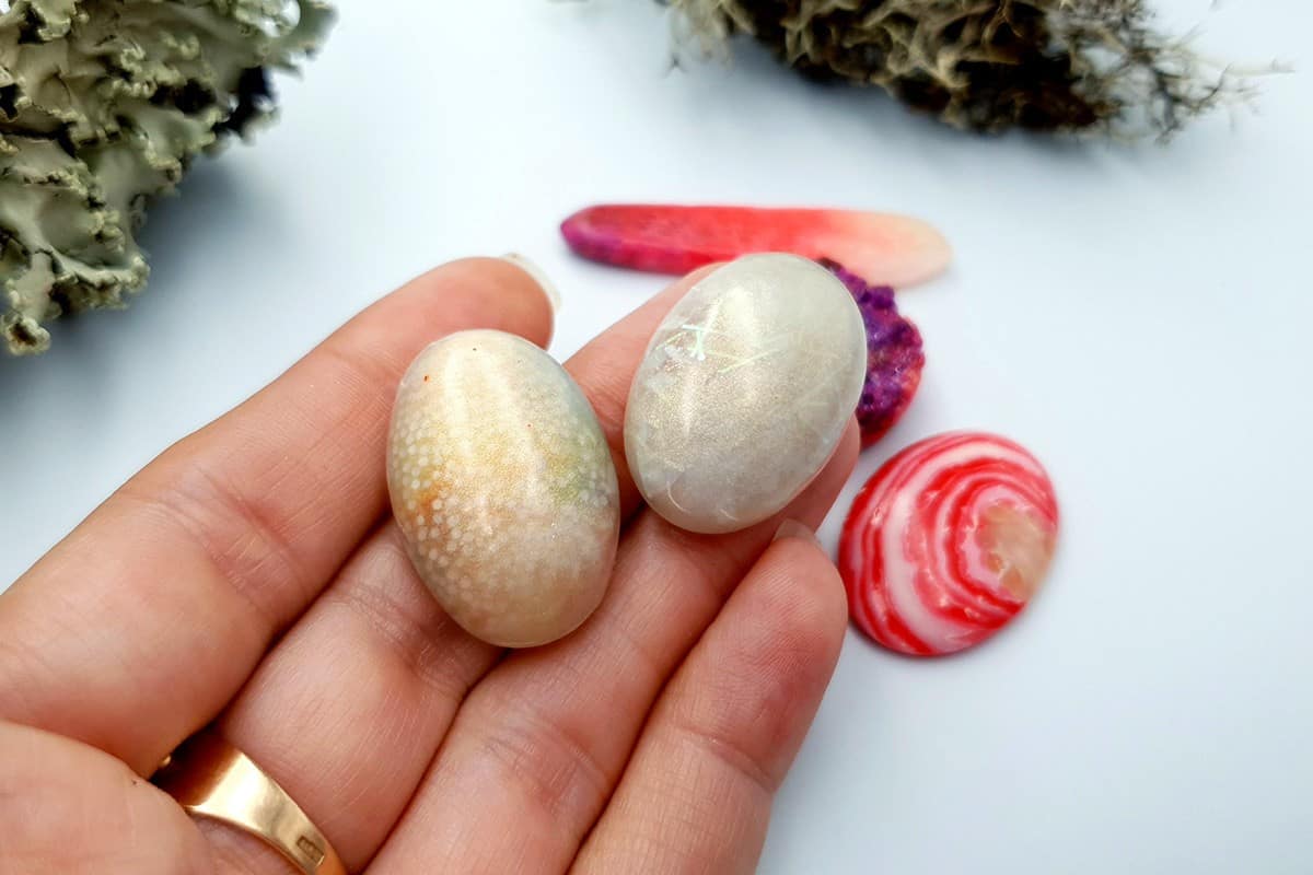 5 pcs Faux Pink Stones from Polymer Clay (Set #4) Cabochons SweetyBijou Cabochons   