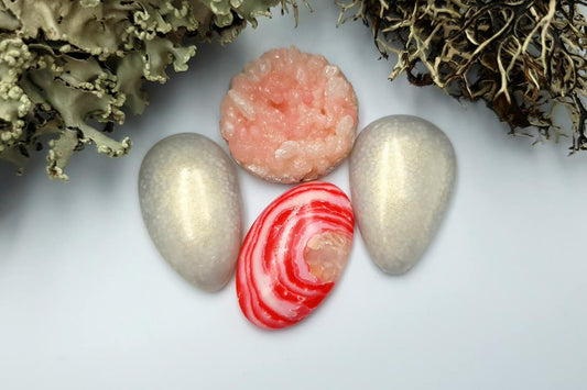 4 pcs Faux Pink Stones from Polymer Clay (Set #5) Cabochons SweetyBijou Cabochons Default Title  