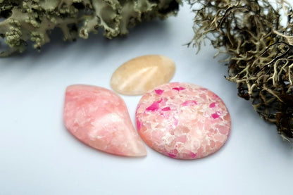 3 pcs Faux Pink Stones from Polymer Clay (Set #6) Cabochons SweetyBijou Cabochons   