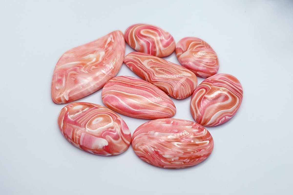 8 pcs Faux Pink Stones from Polymer Clay (Set #11) Cabochons SweetyBijou Cabochons   