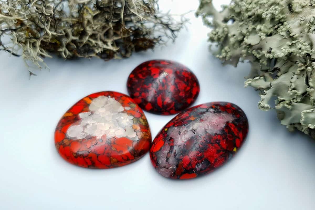 3 pcs Beads Faux Red Jasper from Polymer Clay (#2) Cabochons SweetyBijou Cabochons   