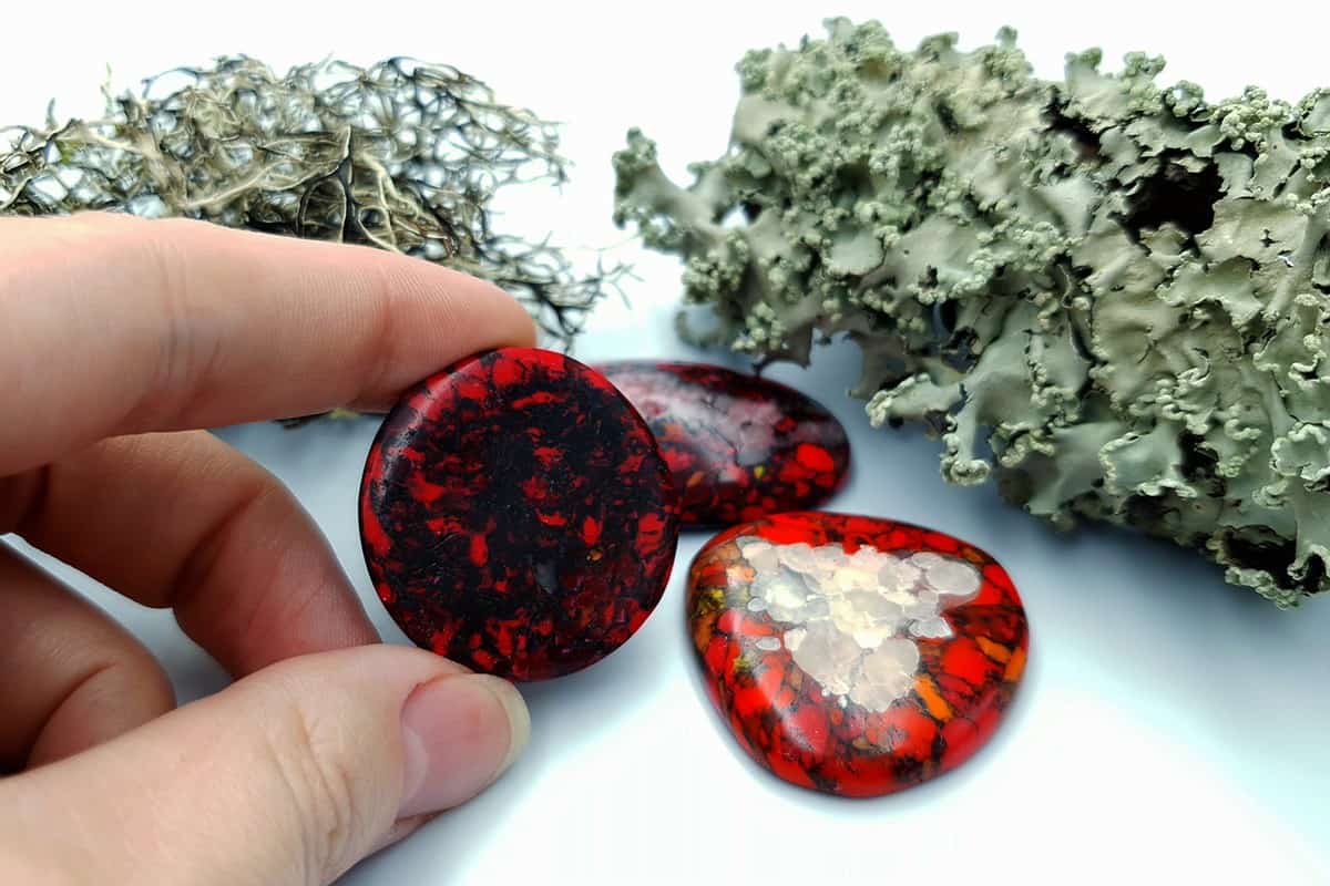 3 pcs Beads Faux Red Jasper from Polymer Clay (#2) Cabochons SweetyBijou Cabochons   