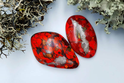 2 pcs Beads Faux Red Jasper from Polymer Clay (#3) Cabochons SweetyBijou Cabochons Default Title  