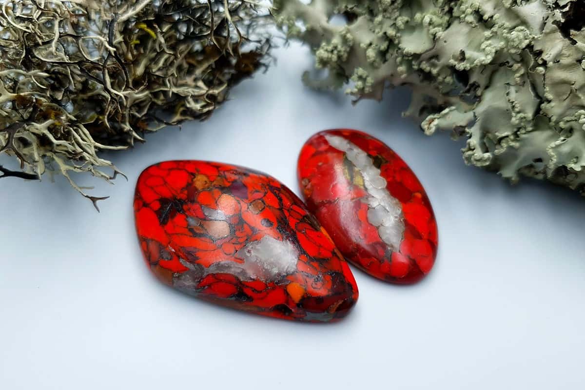 2 pcs Beads Faux Red Jasper from Polymer Clay (#3) Cabochons SweetyBijou Cabochons   