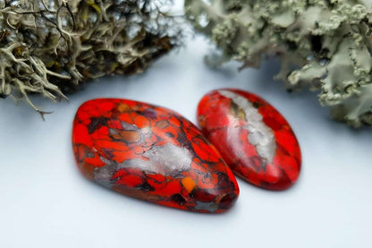 2 pcs Beads Faux Red Jasper from Polymer Clay (#3) Cabochons SweetyBijou Cabochons   