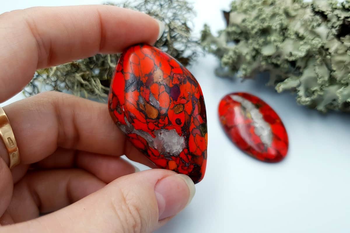 2 pcs Beads Faux Red Jasper from Polymer Clay (#3) Cabochons SweetyBijou Cabochons   