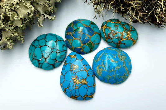 5 Cabochones Faux Turquoise from Polymer Clay #1 Cabochons SweetyBijou Cabochons Default Title  