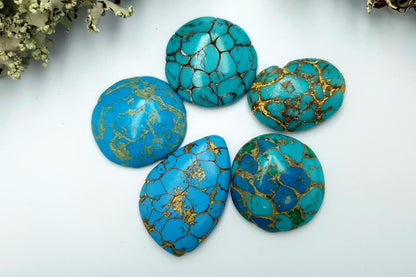 5 Cabochones Faux Turquoise from Polymer Clay #1 Cabochons SweetyBijou Cabochons   