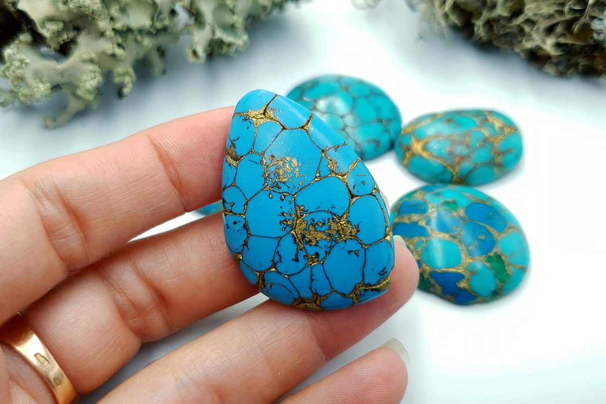 5 Cabochones Faux Turquoise from Polymer Clay #1 Cabochons SweetyBijou Cabochons   