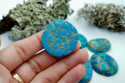 5 Cabochones Faux Turquoise from Polymer Clay #1 Cabochons SweetyBijou Cabochons   