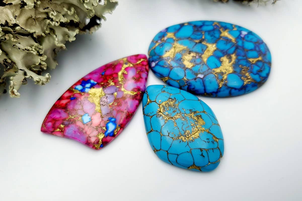 3 Cabochones Faux Turquoise from Polymer Clay #2 Cabochons SweetyBijou Cabochons   