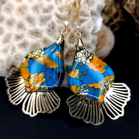 Romantic Earrings "Gold and Ice Mosaic"