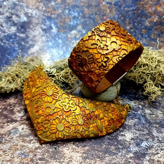 Unique Jewelry Set "Golden Ages" Polymer clay