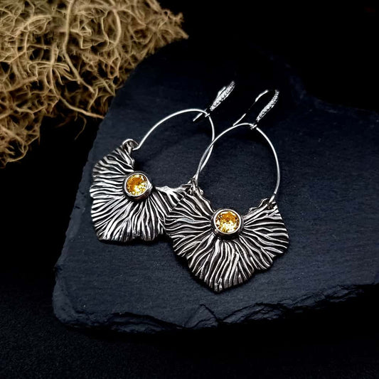 Fine Silver Earrings "The Corals" with Yellow CZ