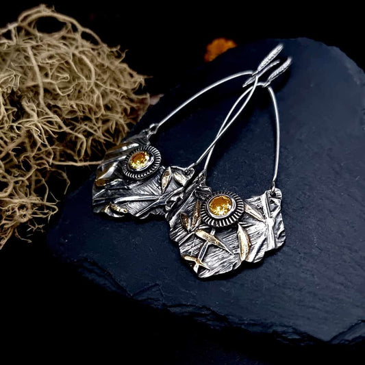 Fine Silver Earrings with Yellow CZ