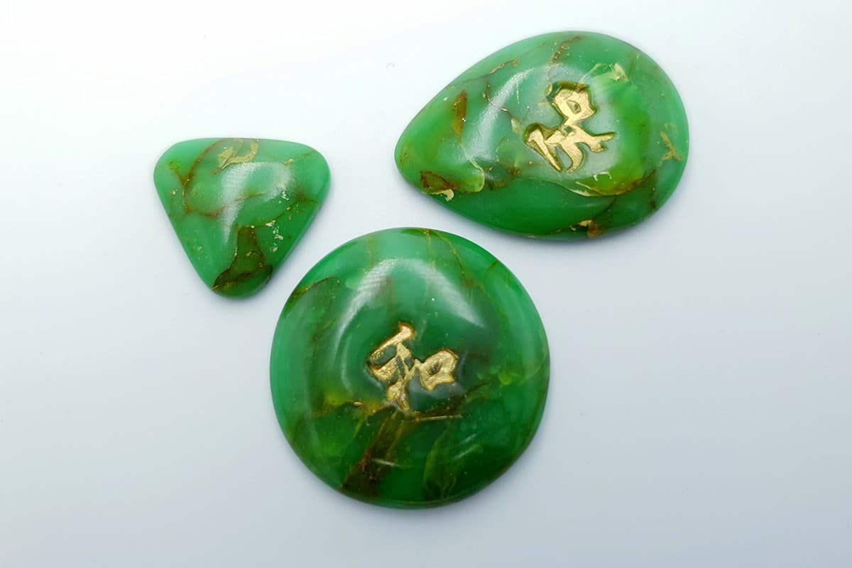 3 cabochons Faux Jade Stone from Polymer Clay Cabochons SweetyBijou Cabochons   