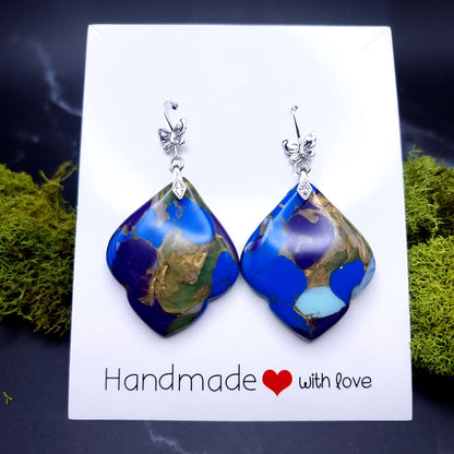 Azure Gold Vein Earrings - Unique Valentine's Day Treasure Earrings SweetyBijou Jewelry   