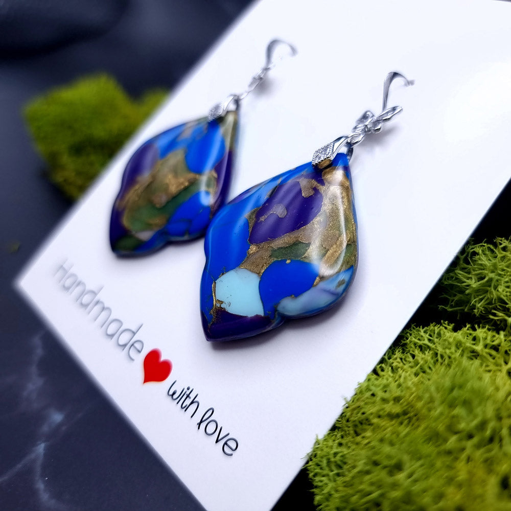 Azure Gold Vein Earrings - Unique Valentine's Day Treasure Earrings SweetyBijou Jewelry   