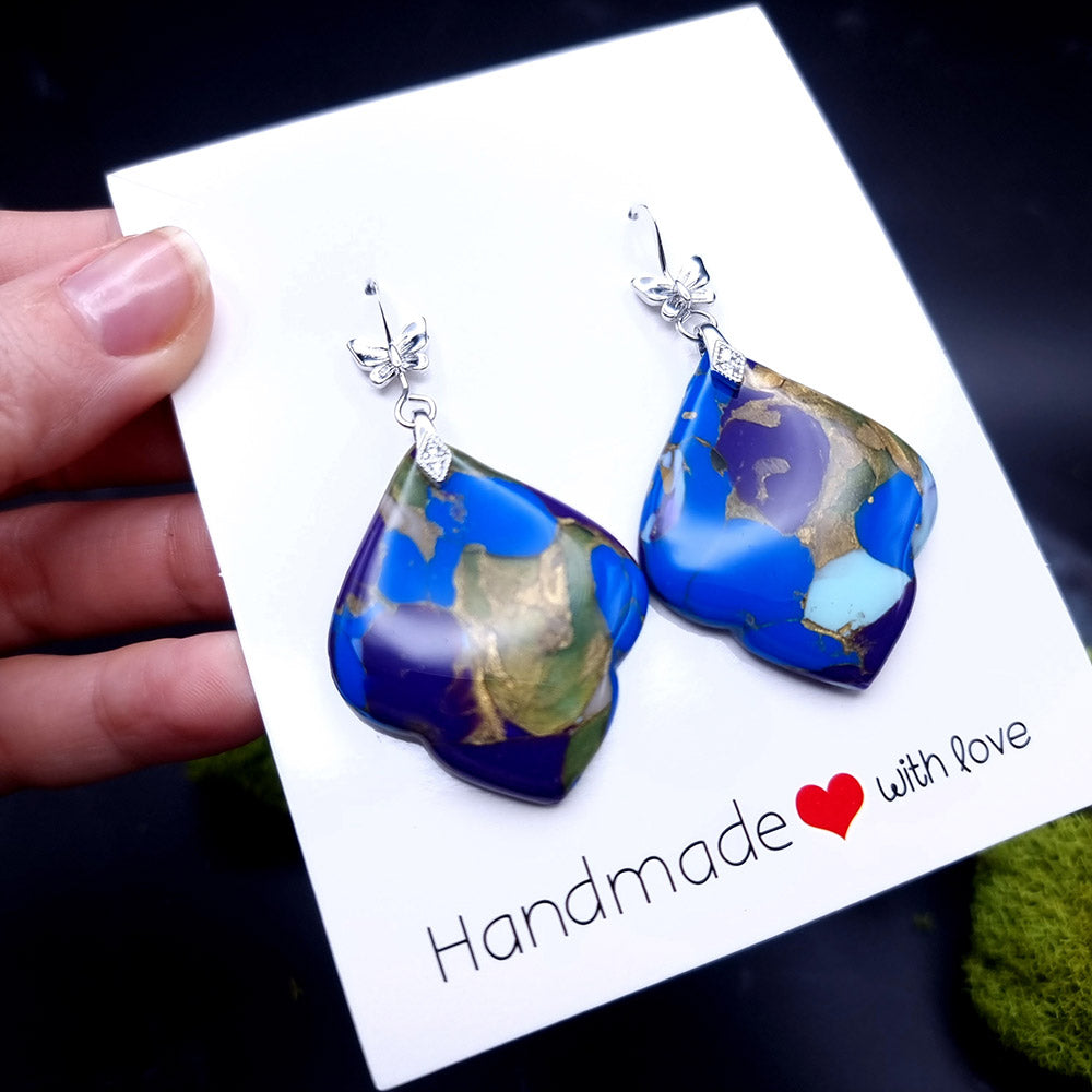 Azure Gold Vein Earrings - Unique Valentine's Day Treasure Earrings SweetyBijou Jewelry   