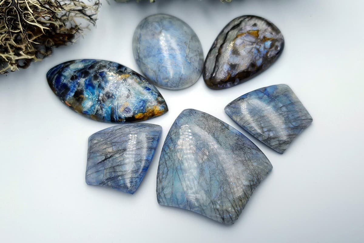 6 pcs Labradorite Pietersite Stone Mix (Set #8) Cabochons SweetyBijou Cabochons   