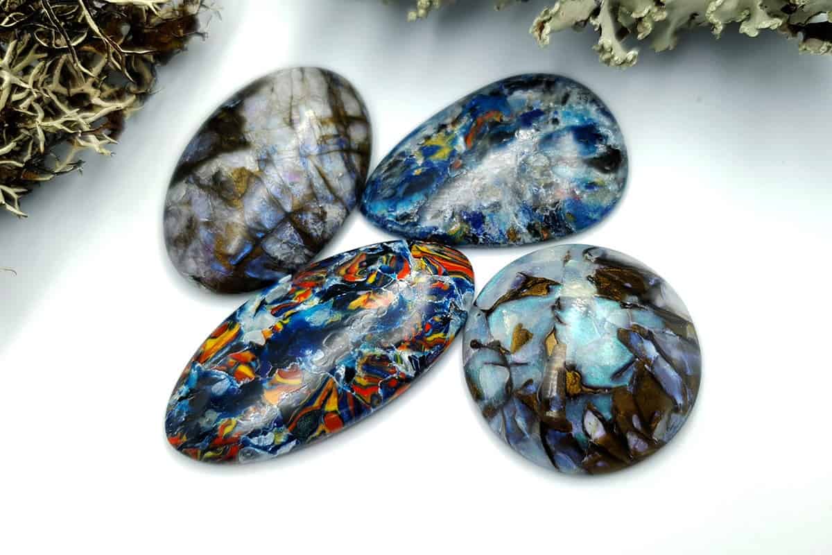 4 pcs Labradorite Pietersite Stone Mix (Set #10) Cabochons SweetyBijou Cabochons   