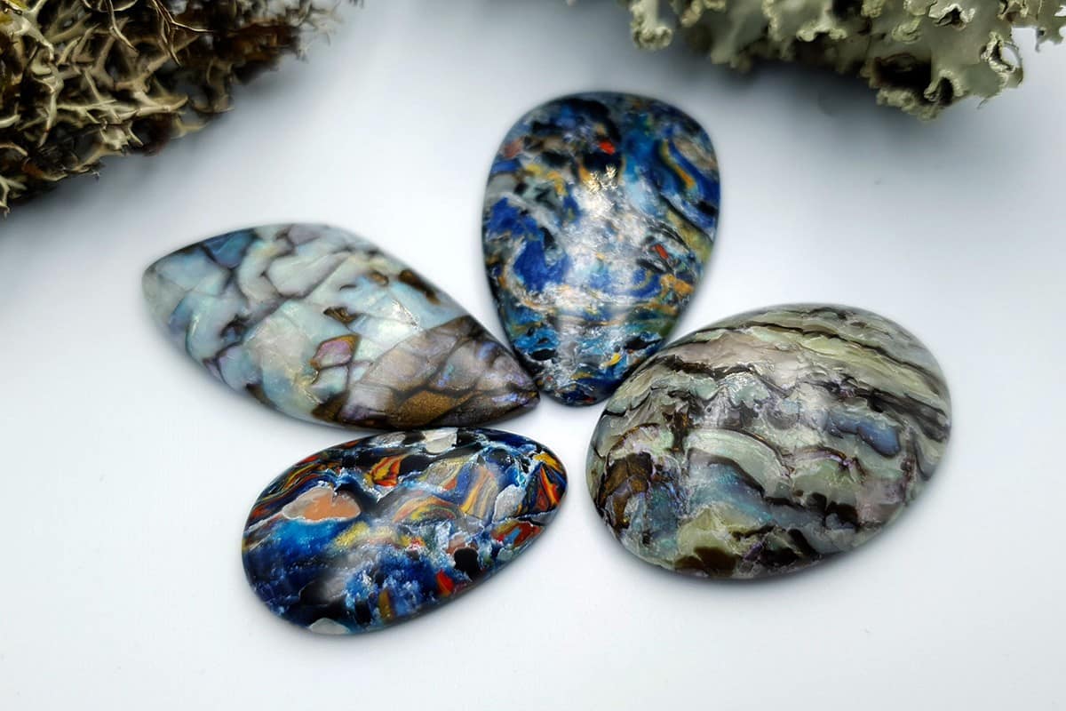 4 pcs Labradorite Pietersite Stone Mix (Set #11) Cabochons SweetyBijou Cabochons   