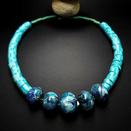 Necklace with blue beads Necklace SweetyBijou Jewelry Default Title  