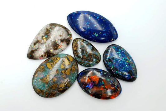 6 pcs Faux Opal in Mix Style from Polymer Clay (#1)