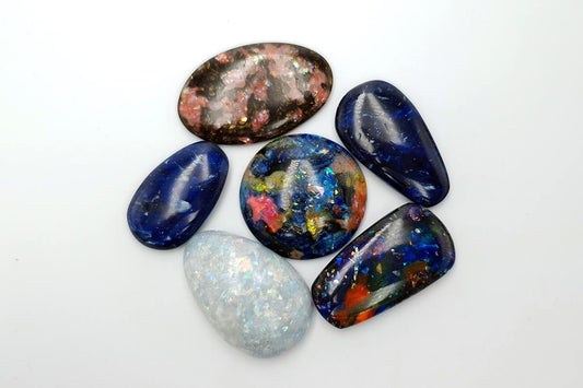 6 pcs Faux Opal in Mix Style from Polymer Clay (#3)
