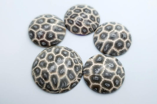 5 cabochons faux petoskey stones from polymer clay Cabochons SweetyBijou Cabochons Default Title  