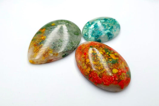 3 pcs Faux Moss Agate from Polymer Clay (Set-01) Cabochons SweetyBijou Cabochons Default Title  