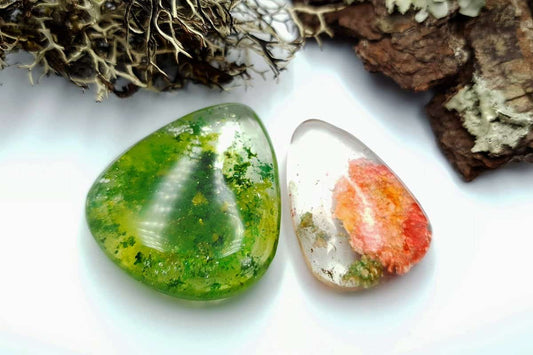 Faux Moss Agate + Faux Lodolite Quartz Stones Cabochons SweetyBijou Cabochons Default Title  